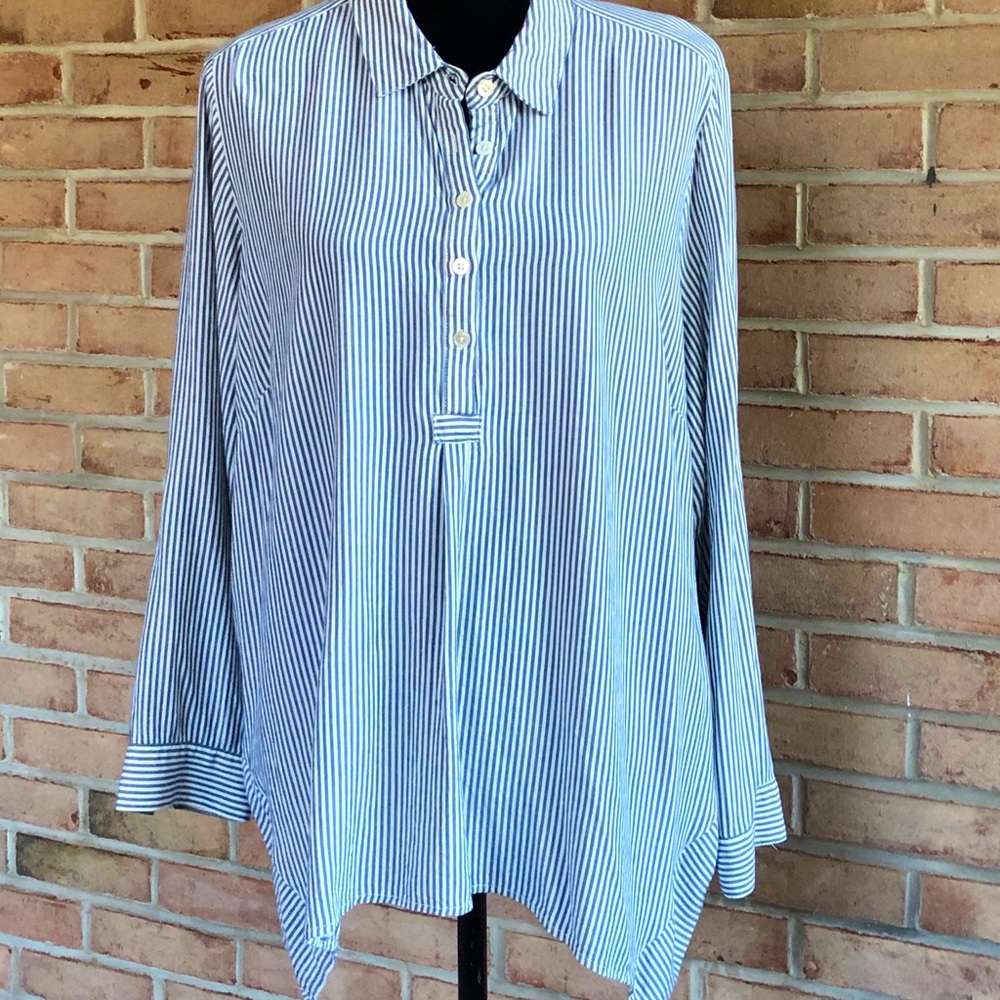 🌻OXFORD STRIPE RAYON SHIRT